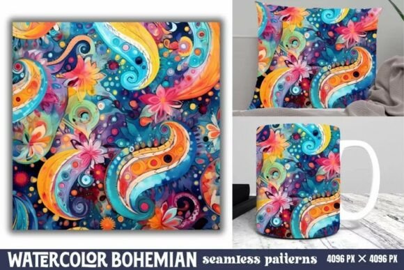 Download Seamless Watercolor Bohemian Pattern - Bohemian Collection
