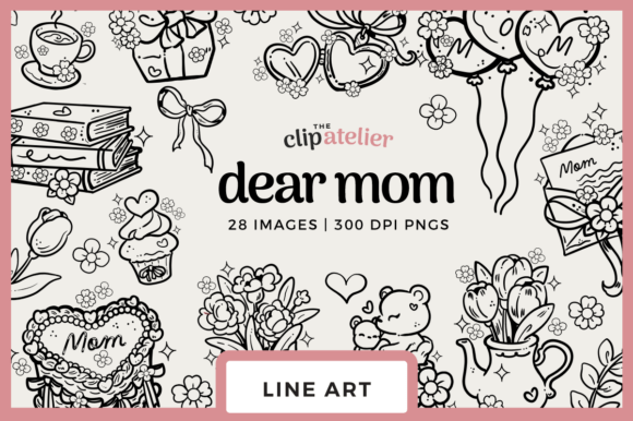 Download Girly Mother's Day Line Drawings - Line drawings Collection