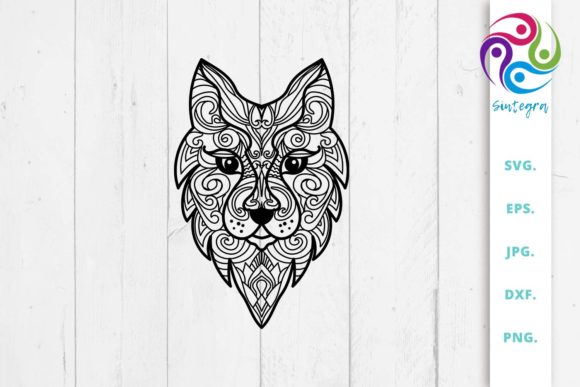 Download Zen Tangle Wolf Abstract Mandala SVG - Premium Resources