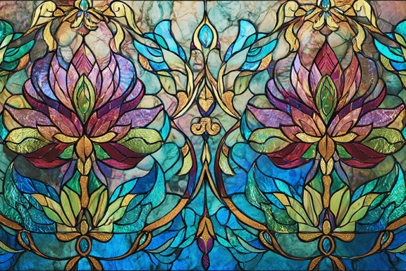Download Lotus Stained Glass Ornamental Art - Premium Bundle